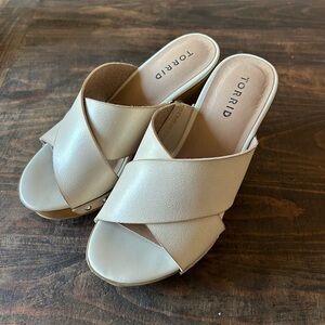 Torrid Women's Beige Cross-Band Mules